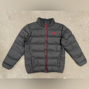 The North Face 550 Goose Down Jacket Children Size XL Full Front Zipper Gray Red